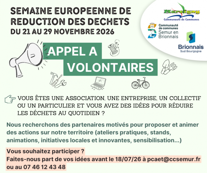 Appel à volontaires !! Semaine Européenne de Réduction des Déchets 2026