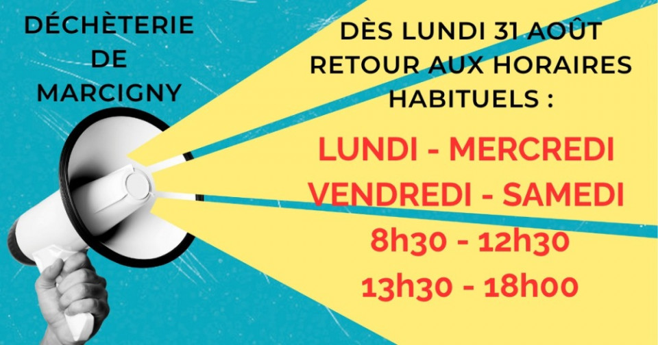 Retour aux horaires habituels de la déchèterie de Marcigny