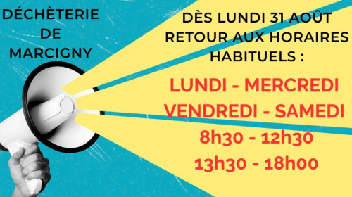 Retour aux horaires habituels de la déchèterie de Marcigny
